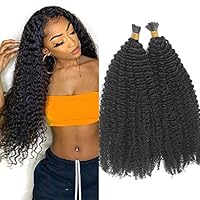I Tip Human Hair Extension Afro Kinky Curly Pre Bonded Peruvian Remy Hair Micro Links Keratin Stick I Tip Hair For Black Women Small Curly 100g 100strands (20inch 100strands, Natural Black)