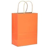 qiqee 100-Packs Orange Paper Gift Bags with Handles Bulk 8.26