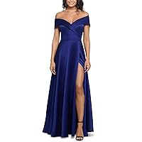 Xscape Womens Front Pocket A-line Gown Dress, Blue, 12