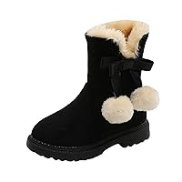 Lace Boots for Kids Winter Girls Snow Boots Thick Bottom Non Slip Warm And Comfortable Solid Color Boots Toddle Girls