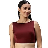flaher Women Maroon Solid Padded Saree Blouse