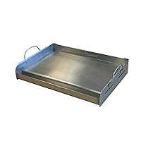 LITTLE GRIDDLE 100% Stainless Steel Griddle with Even Heat Cross Bracing and Removable Handles - For Grills, Camping, Tailgating