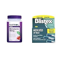 Melatonin 10mg 140ct & Blistex Medicated Lip Balm SPF15 3ct Bundle