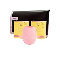 Baykini Hard Wax Kit (Mat, Pot and 2.2 Lb of Wax) For All Body Areas Ready To Use No Irritation No Strip Needed Depilatory Spanish Hair Wax Removal For Normal Skin - Cotton Candy