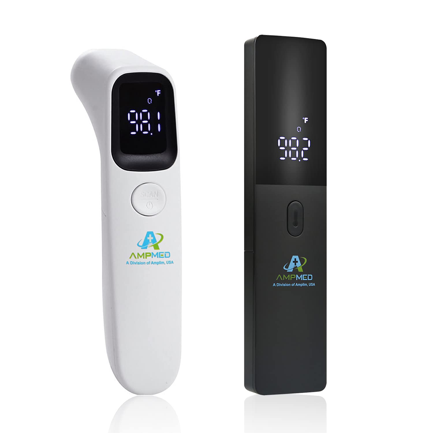 Amplim 2-Pack Hospital & Medical Grade Non Contact Digital Infrared Forehead Thermometer for Babies, Kids, and Adults. FSA HSA Eligible