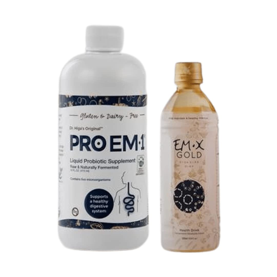 Teraganix Pro EM-1 and EM-X Gold Prebiotic - Liquid Probiotic Supplement for Digestive Support | Fast - Absorbing Organic Formula for Men and Women | Enhance Nutrient Absorption and Remove Toxins