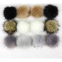 12pcs Faux Fur Pom Poms Fluffy Pompom Hair Ball with Elastic Loop Winter Accessories Hats Shoes Scarves Decoration ( Color : Mix 16 )