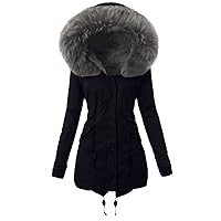 Coats for Women Winter Warm Solid Pockets Thicker Zipper Hooded Coat Vintage Outwear Trendy Solid Color Jacket