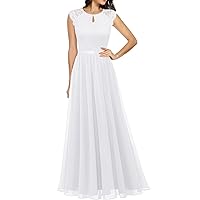 Dressystar Women's V Neck Sleeveless Lace Bridesmaid Dress Wedding Party Gown