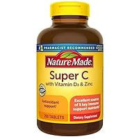 Nature Made Super C with Vitamin D3 and Zinc, 200 Tablets Per Bottle