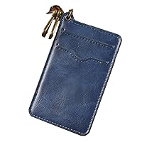 1Pcs Lightweight Retro Leather Cards Cover With Keychain Suitable For Bus Card, Id Card Navy