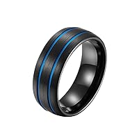 Unisex Tungsten Steel Domen 2 Color Splicing Wedding Ring 2 Groove Beveled Edge Matte Brushed