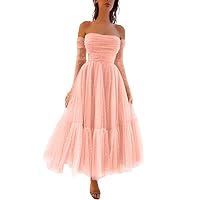 Sparkly Starry 2024 Tulle Prom Dress for Women Long Gloves A Line Formal Evening Party Gowns