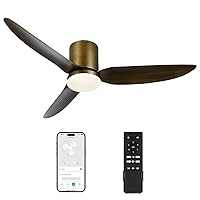 Smart Ceiling Fans with Lights, 52 inch Ceiling Fan with Remote/APP/Alexa/Voice Control, 6 Speed Reversible Noiseless Motor, Flush Mount Ceiling Fan for Bedroom Indoor Farmhouse, Bronze