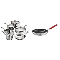 Tramontina 80116/249DS Gourmet Stainless Steel Induction-Ready Tri-Ply Clad 12-Piece Cookware Set, NSF-Certified, Made in Brazil & Professional Fry Pans (12-inch)