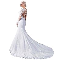 Macria Women's Long Sleeve Mermaid Wedding Dress 2019 Bridal Gowns