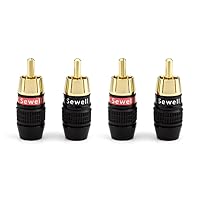 Sewell Deadbolt RCA Plugs, 2 Pairs, Fast-Lock Technology, 24k Gold Plated Speaker Plugs, Premium Solderless SW-32888-2