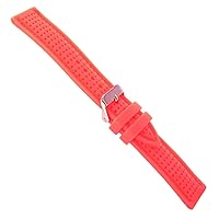 18mm Trendy Neon Coral Stitched Silicone Waterproof Watchband w/Breathing Holes