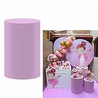 Lilac Pedestal Covers for Parties Decoration Birthday Baptism Communion Plinth Cover Light Purple Christening Cylinder Cover Event Props Dia30cm H55cm