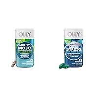 OLLY Mighty Mojo Testosterone, Antioxidants Men's Supplement Goodbye Stress GABA, Ashwagandha, L-Theanine Women's Supplement