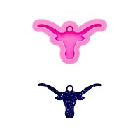 Shiny Bull Head Animal Pendant Earring Luggage Tag Keychain Silicone Mold with Hole for DIY Crystal Desserts Candy Gum Paste Trinket Jelly Shots Fondant Mold Cupcake Cake Topper Decoration Pudding