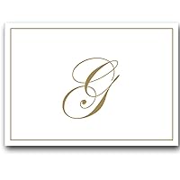 Gold Embossed Initial Note Cards Letter G Boxed Set of 8 Cards and Envelopes