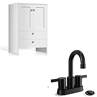 phiestina Bathroom Vanity and Faucet bunndle-YMS001-24-WHITE&BF15-1-MB