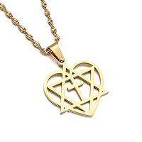 Huangshanshan Stainless Steel Star of David Pendant Necklace Cross Megan David Jewish Star Heart Jewelry