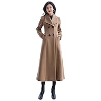 Women's Charming Double Breasted Wool Trench Coat Peacoat Winter Casual Long Blazer Overcoats Jacket
