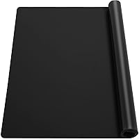 25.6x17.7 Inch Large Silicone Kitchen Counter Mat, 2MM Thick Heat Resistant Countertop Protector, Silicone Mat Under Air Fryer, Toaster Oven, Microwave, Coffee Maker, Cutting Board, Drill, Black