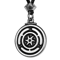 Pewter Wheel of Hecate Goddess Symbol Pendant Necklace