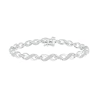 DGOLD Sterling Silver Round White Diamond Endless Infinity Fashion Bracelet (1/2 cttw)