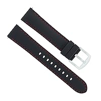20MM RUBBER BAND STRAP FOR TISSOT PRS516 RACING 1853 WATCH BLACK RED STITCHING