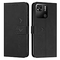 IVY Redmi 10C Case Wallet, [Smile Love][Kickstand Flip][Lanyard Shoulder Strap][PU Leather] - Wallet Case for Redmi 10C Devices - Black