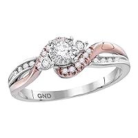 The Diamond Deal14kt White Rose-tone Gold Womens Round Diamond Solitaire Bridal Wedding Engagement Ring 1/4 Cttw