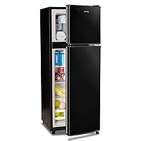 Anukis Compact Refrigerator 4.0 Cu Ft 2 Door Mini Fridge with Freezer for Apartment, Dorm, Office, Family, Basement, Garage - Black