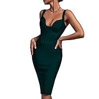 UONBOX Women's Sleeveless Celebrity Bodycon Dress Party Club Bandage Dress