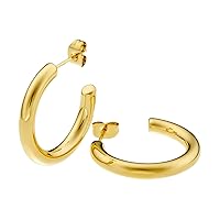 18K Gold Plated Hoop Earrings For Women, SEMEYE Silver Hypoallergenic Earrings Lightweight Girls Daily Wear in White Gold