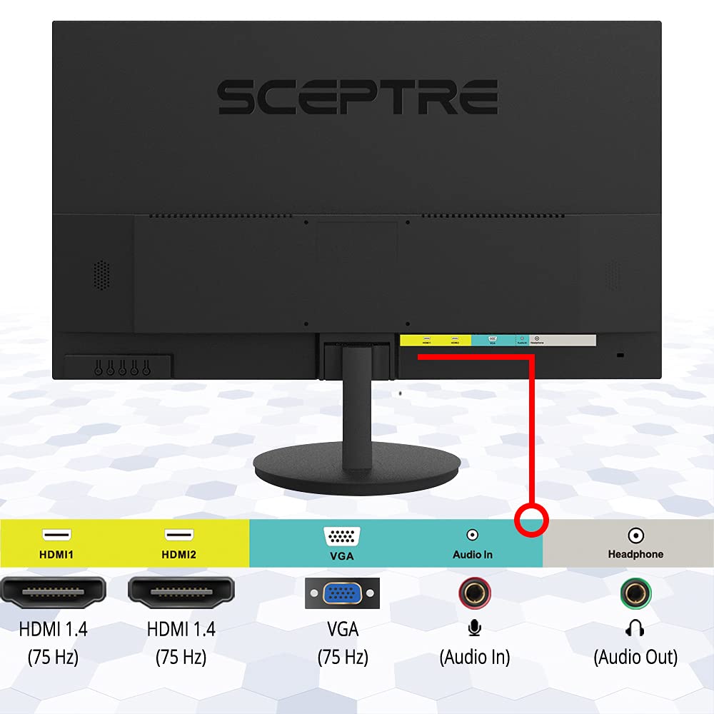 Sceptre E275W-19203R 27 inch1080P LED Monitor 99% sRGB 2X HDMI VGA Build-In Speakers, Machine Black (E275W-19203R series)