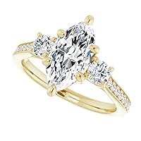 Moissanite Elegance Solitaire Engagement Ring with Prong Setting, Women's Promise Rings 2 CT Colorless Moissanite Wedding Ring VVS1 Clarity Promise Band Adjustable size