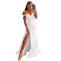 Off The Shoulder Mermaid Prom Dresses for Women Teens Sparkly Glitter Sequin Long Formal Evening Gowns