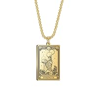 Skeleton Tarot Card Necklace Stainless Steel Amulet Marigold Tarot Card Major Arcana Necklaces for Women Men