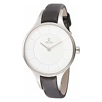 Obaku Denmark Womens V165LXCIRB Stainless Steel Case White Dial Black Strap Watch