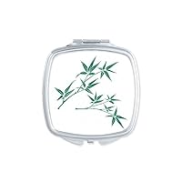 Painting Green Culture Bamboo Mirror Portable Compact Pocket Makeup Double Sided Glass
