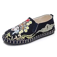 Chinese Opera Embroidery Women Canvas Loafers Ladies Comfort Slip-On Flats Soft Cotton Embroidered Shoes