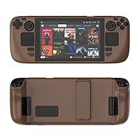 Protective Cover Case for Steam Deck,Game Console Accessories,Gaming Handheld Controller Hard Shell with Stand,Drop Protection Grip Case (Brown)
