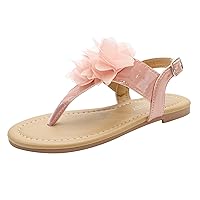 Toddler Size 7 Sandals Children Flat Bottomed Pin Toe Sandals Flower Beach Shoes Pin Toe Kids Slippers for Girls Size 10