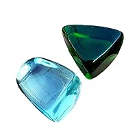 Gaia Stone Green Obsidian & Aqua Blue Obsidian Tumbled & Polished Natural Crystal Healing Stones - 2pc Set #2