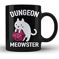 Dungeon Meowster D20 Coffee Cup 11oz Dungeon Master Pathfinder D&D Dungeons and Dragons Novelty