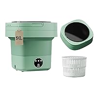 Portable Washing Machine, Mini Washer 9L High Capacity with 3 Modes Deep Cleaning for Underwear, Baby Clothes, or Small Items, Foldable Washing Machine for Apartments, Camping, Travel (Green)